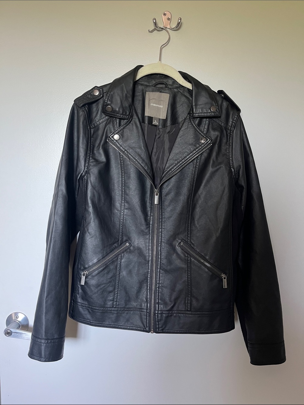 Maurices Black Faux Leather Biker Jacket